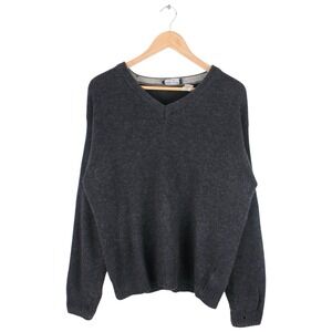 Vintage Valda Wool V-Neck Sweater Gray Knit Italian Made Men's Size Medium